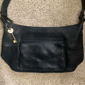 Fossil Black Leather Shoulder Bag